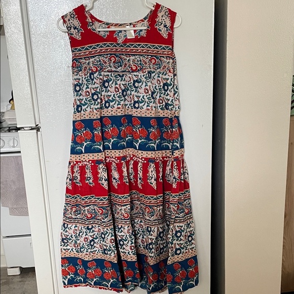 la cera Dresses & Skirts - La Cera Petite Large 100% Cotton Floral Patterned Sleeveless Dress Pockets